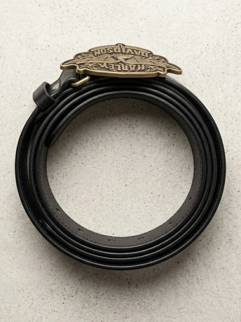 Harley-Davidson Genuine Leather Biker Belt Antique Gold Eagle Logo Buckle" - Picture 4 of 4